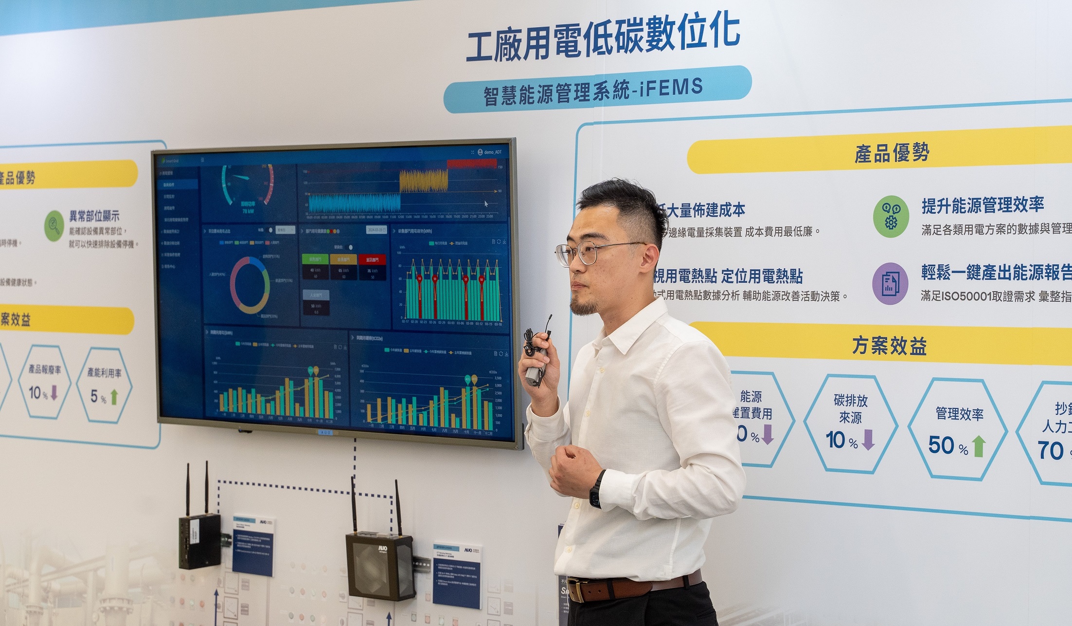 以协助企业布局智能制造见长的zoty中欧体育数位，今年展出智能管理系统，已导入多元产业应用，能有效降低人力、提升管理效率
